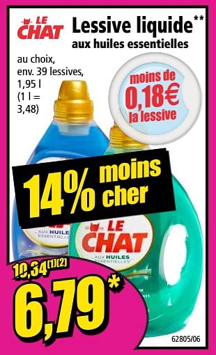 Promoties Lessive liquide aux huiles essentielles - Le Chat - Geldig van 28/10/2020 tot 03/11/2020 bij Norma