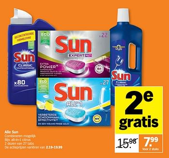 Promoties Alle sun all-in-1 citrus - Sun - Geldig van 26/10/2020 tot 01/11/2020 bij Albert Heijn