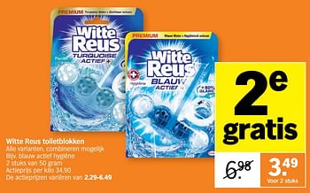 Promotions Witte reus toiletblokken blauw actief hygiëne - Witte reus - Valide de 26/10/2020 à 01/11/2020 chez Albert Heijn