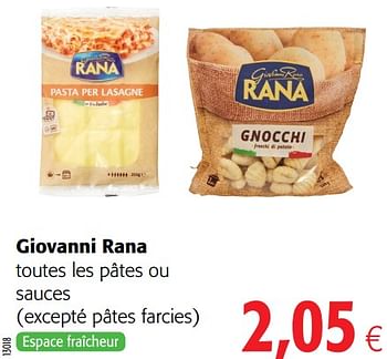 Promotions Giovanni rana toutes les pâtes ou sauces - Giovanni rana - Valide de 21/10/2020 à 03/11/2020 chez Colruyt