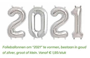 Promoties Folieballonnen om 2021 te vormen - Huismerk - Ava - Geldig van 22/10/2020 tot 31/12/2020 bij Ava