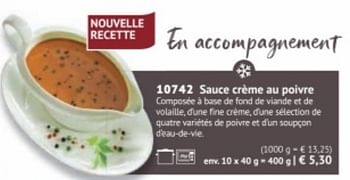 Promotions Sauce crème au poivre - Produit maison - Bofrost - Valide de 28/09/2020 à 28/03/2021 chez Bofrost