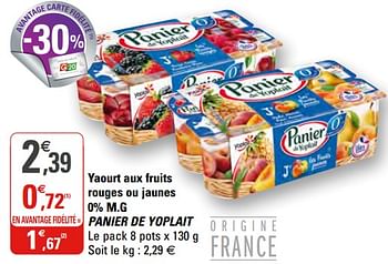 Promoties Yaourt aux fruits rouges ou jaunes panier de yoplait - Yoplait - Geldig van 21/10/2020 tot 01/11/2020 bij G20