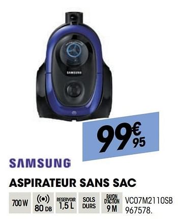 Promotions Samsung aspirateur sans sac vc07m2110sb - Samsung - Valide de 28/10/2020 à 15/11/2020 chez Electro Depot