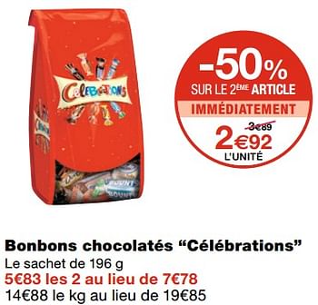 Promoties Bonbons chocolatés célébrations - Celebrations - Geldig van 21/10/2020 tot 01/11/2020 bij MonoPrix