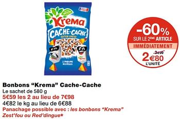 Promoties Bonbons krema cache-cache - Krema - Geldig van 21/10/2020 tot 01/11/2020 bij MonoPrix