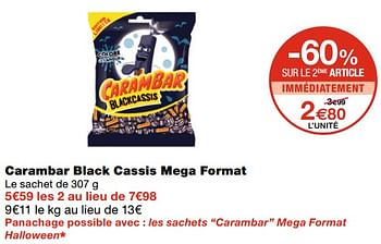 Promotions Carambar black cassis mega format - Carambar - Valide de 21/10/2020 à 01/11/2020 chez MonoPrix