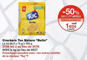 Promotions Crackers tuc nature belin - Lu - Valide de 21/10/2020 à 01/11/2020 chez MonoPrix