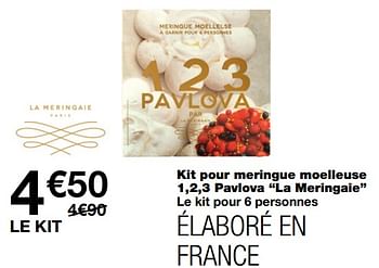 Promotions Kit pour meringue moelleuse 1,2,3 pavlova la meringaie - Produit Maison - MonoPrix - Valide de 21/10/2020 à 01/11/2020 chez MonoPrix