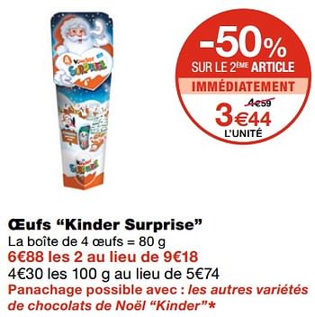 Promotions Oeufs kinder surprise - Kinder - Valide de 21/10/2020 à 01/11/2020 chez MonoPrix