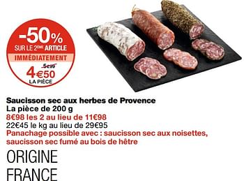 Promoties Saucisson sec aux herbes de provence - Huismerk - MonoPrix - Geldig van 21/10/2020 tot 01/11/2020 bij MonoPrix