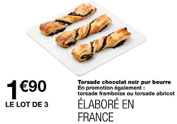 Promotions Torsade chocolat noir pur beurre - Produit Maison - MonoPrix - Valide de 21/10/2020 à 01/11/2020 chez MonoPrix