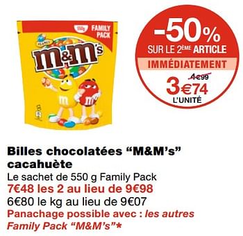 Promoties Billes chocolatées m+m`s cacahuète - M&M 's - Geldig van 21/10/2020 tot 01/11/2020 bij MonoPrix