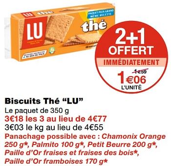 Promotions Biscuits thé lu - Lu - Valide de 21/10/2020 à 01/11/2020 chez MonoPrix