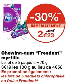 Promotions Chewing-gum freedent myrtille - Freedent - Valide de 21/10/2020 à 01/11/2020 chez MonoPrix