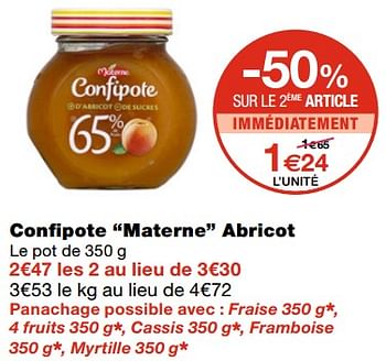 Promotions Confipote materne abricot - Materne - Valide de 21/10/2020 à 01/11/2020 chez MonoPrix
