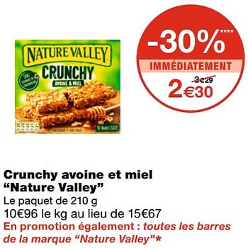 Promotions Crunchy avoine et miel nature valley - Nature Valley  - Valide de 21/10/2020 à 01/11/2020 chez MonoPrix