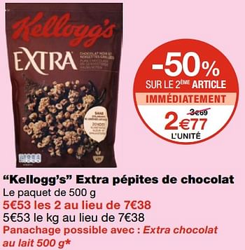 Promotions Kellogg`s extra pépites de chocolat - Kellogg's - Valide de 21/10/2020 à 01/11/2020 chez MonoPrix