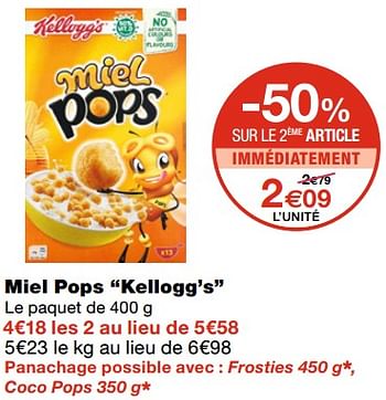Promotions Miel pops kellogg`s - Kellogg's - Valide de 21/10/2020 à 01/11/2020 chez MonoPrix