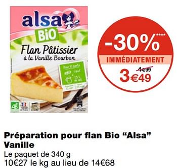 Promotions Préparation pour flan bio alsa vanille - Alsa - Valide de 21/10/2020 à 01/11/2020 chez MonoPrix