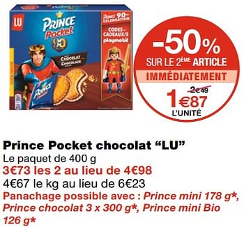 Promotions Prince pocket chocolat lu - Lu - Valide de 21/10/2020 à 01/11/2020 chez MonoPrix