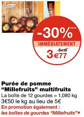 Promotions Purée de pomme millefruits multifruits - Millefruits - Valide de 21/10/2020 à 01/11/2020 chez MonoPrix