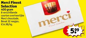 Promoties Merci finest selection - MERCI - Geldig van 27/10/2020 tot 08/11/2020 bij Kruidvat