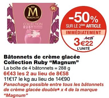 Promotions Bâtonnets de crème glacée collection ruby magnum - Ola - Valide de 21/10/2020 à 01/11/2020 chez MonoPrix