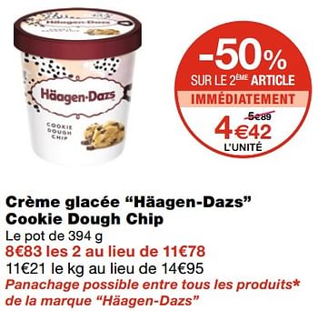 Promotions Crème glacée häagen-dazs cookie dough chip - Haagen-Dazs - Valide de 21/10/2020 à 01/11/2020 chez MonoPrix