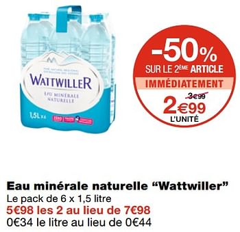 Promotions Eau minérale naturelle wattwiller - Wattwiller - Valide de 21/10/2020 à 01/11/2020 chez MonoPrix