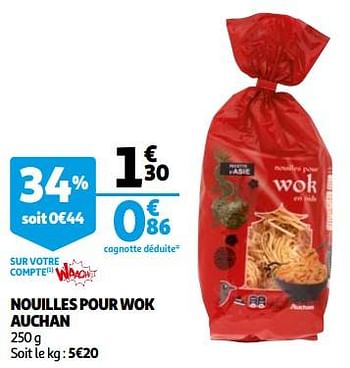 Promotions Nouilles pour wok auchan - Produit Maison - Auchan Ronq - Valide de 28/10/2020 à 03/11/2020 chez Auchan Ronq