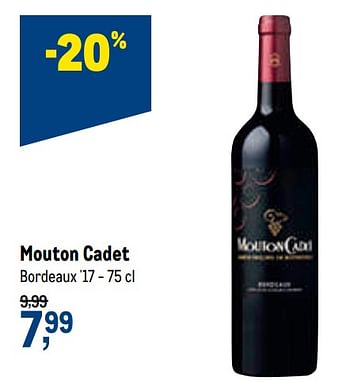 Promoties Mouton cadet bordeaux `17 - Rode wijnen - Geldig van 04/11/2020 tot 17/11/2020 bij Makro