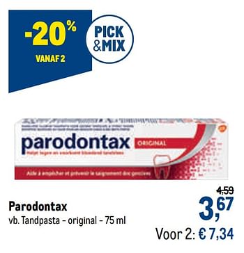Promoties Parodontax tandpasta - original - Parodontax - Geldig van 04/11/2020 tot 17/11/2020 bij Makro