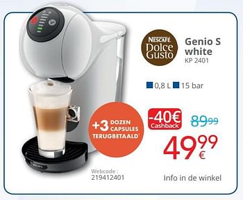 Promoties Krups nescafe dolce gusto genio s white - Krups - Geldig van 26/10/2020 tot 22/11/2020 bij Eldi