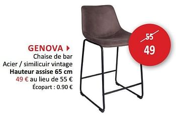 Promotions Genova chaise de bar acier - similicuir vintage - Produit maison - Weba - Valide de 23/10/2020 à 16/11/2020 chez Weba