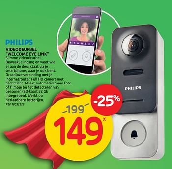 Promoties Philips videodeurbel welcome eye link - Philips - Geldig van 12/11/2020 tot 16/11/2020 bij Brico