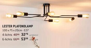 Promoties Lester plafondlamp 4-lichts - Huismerk - Free Time - Geldig van 28/10/2020 tot 11/11/2020 bij Freetime