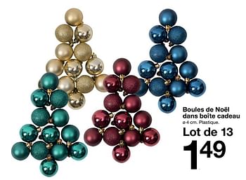 Promotions Boules de noël dans boîte cadeau - Produit maison - Zeeman  - Valide de 31/10/2020 à 06/11/2020 chez Zeeman