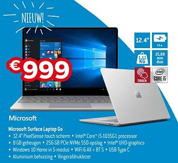Promoties Microsoft surface laptop go - Microsoft - Geldig van 01/11/2020 tot 30/11/2020 bij Exellent