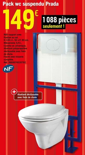 Produit Maison - Brico Depot Pack Wc Suspendu Prada - En Promotion Chez ...