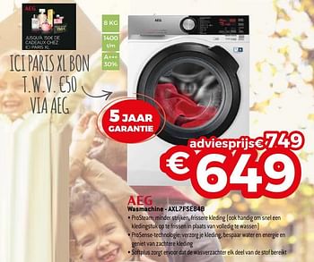 Promoties Aeg wasmachine - axl7fse84b - AEG - Geldig van 01/11/2020 tot 30/11/2020 bij Exellent
