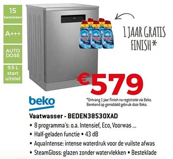 Promotions Beko vaatwasser - beden38530xad - Beko - Valide de 01/11/2020 à 30/11/2020 chez Exellent