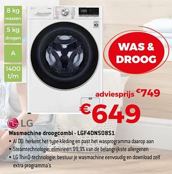 Promotions Lg wasmachine droogcombi - lgf4dn508s1 - LG - Valide de 01/11/2020 à 30/11/2020 chez Exellent