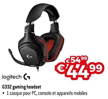 Promotions Logitech g332 gaming headset - Logitech - Valide de 01/11/2020 à 30/11/2020 chez Exellent