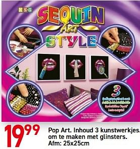 Promoties Pop art. inhoud 3 kunstwerkjes. om te maken met glinsters. - Sequin Art - Geldig van 26/10/2020 tot 06/12/2020 bij Deproost