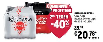 Promoties Bruisende drank coca-cola regular zero of light - Coca Cola - Geldig van 05/11/2020 tot 11/11/2020 bij Delhaize