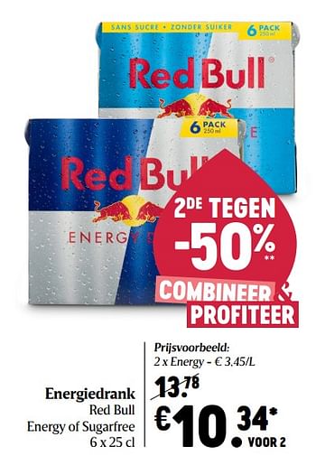 Promotions Energiedrank red bull energy of sugarfree - Red Bull - Valide de 05/11/2020 à 11/11/2020 chez Delhaize