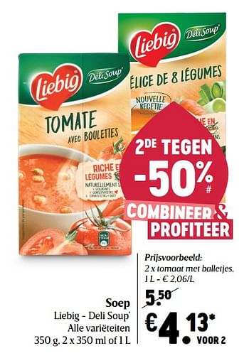 Promoties Soep liebig - deli soup` - Liebig - Geldig van 05/11/2020 tot 11/11/2020 bij Delhaize