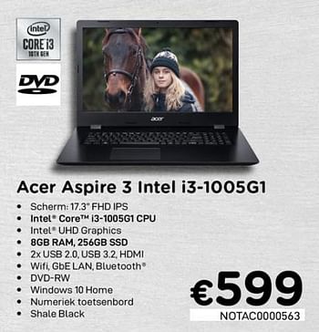 Promoties Acer aspire 3 intel i3-1005g1 - Acer - Geldig van 01/11/2020 tot 30/11/2020 bij Compudeals