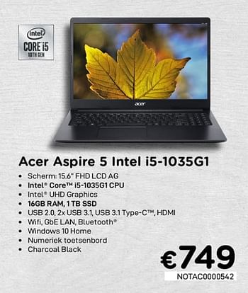 Promoties Acer aspire 5 intel i5-1035g1 - Acer - Geldig van 01/11/2020 tot 30/11/2020 bij Compudeals